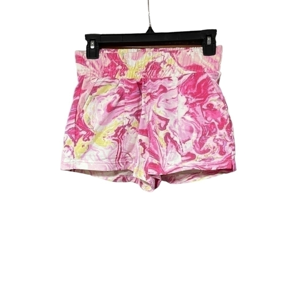 💕Nwt Womens No Boundaries Pink Abstract KNIT SHORTS Elastic Waist Small 3-5 - Picture 4 of 12